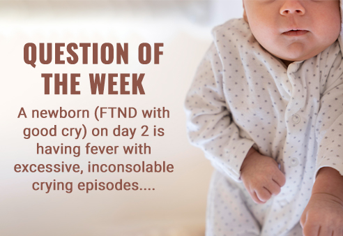 A newborn (FTND with good cry) on day 2  is having fever with excessive, inconsolable crying episodes. However, in between the episodes of crying, he takes feed normally. His cry is neg, tlc 20000 dlc wnl. How to differentiate between septicemia and convulsions?