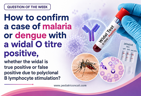 How to confirm a case of malaria or dengue with a widal O titre positive, whether the widal is true positive or false positive due to polyclonal B lymphocyte stimulation?